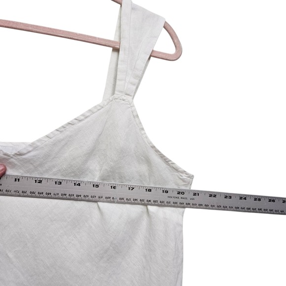 Cut Loose Tank Top Womens XL White Linen V-Neck Sleeveless Casual Coastal Boho - Picture 5 of 7